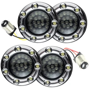 Eagle Lights 2" Harley LED Front / Rear 1157 Turn Signals Chrome Trim & Resistor - Picture 1 of 12