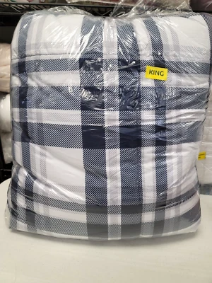Royal Luxe  Reversible Plaid Down Alternative KING Comforter Navy - Image 1 of 4