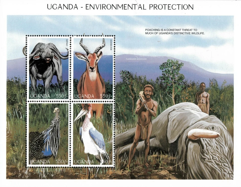 Uganda 1997 - PROTECCIÓN DEL MEDIO AMBIENTE II - Hoja de 4 estampillas Scott #1490 - MNH Foto 1 de 1