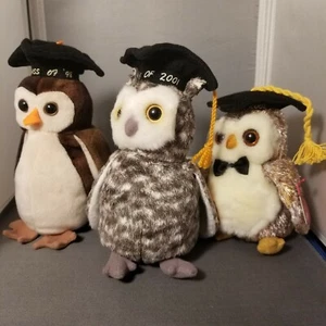 Ty Beanie Babys Set 3 Eulen Pinguin Abschluss Schüler Klasse 2000 2001 2002 - Bild 1 von 12