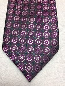 STAFFORD MENS TIE BLACK WITH PURPLE PINK AND BLUE 3.5 X 61 NWOT