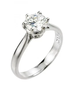 White Gold 2 ct CZ (8mm) Solitaire Engagement Ring - Picture 1 of 1