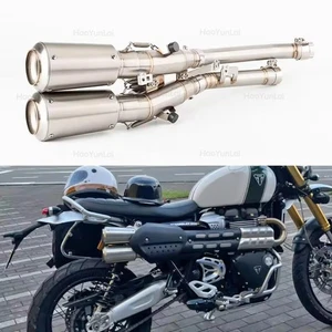 Tubo de escape plateado con silenciador tubo de enlace medio para Triumph Scrambler 1200 19-22 - Imagen 1 de 4