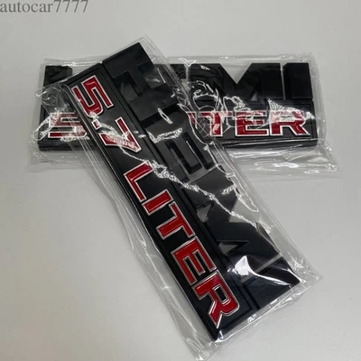 2 PIEZAS Negro Rojo Guardabarros Lateral Emblemas Insignias Calcomanías 3D para RAM 1500 Hemi 5.7 LITROS Foto 1 de 4