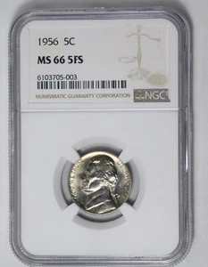 1956 Jefferson Nickel High Grade NGC MS-66 5FS (Full Steps) - Picture 1 of 2