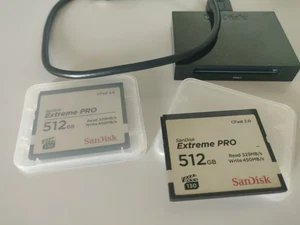 2x SanDisk 512 GB Extreme PRO CFast 512 GB Card - PERFECT WORKING + USB Adapter - Zdjęcie 1 z 2
