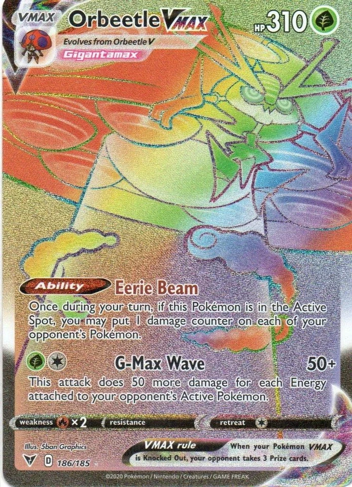 Pokemon: SWSH04: Vivid Voltage: Holofoil Orbeetle VMAX (Secret): LP Condition - Image 1 of 1