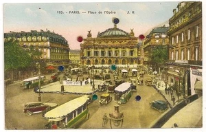 Carte postale semi ancienne colorisé PARIS Place de l'Opéra paillette - Picture 1 of 1
