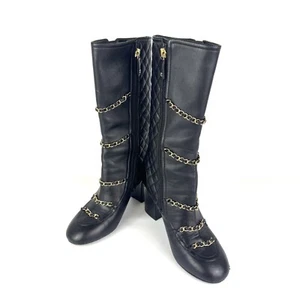 Chanel Botas Largas Matrasse G33033 Cadena Marca Coco Cuero 24.5cm 8 37 1/2C ... - Imagen 1 de 21
