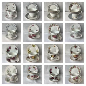 HÜBSCHE NICHT ÜBEREINSTIMMENDE VINTAGE CHINA TEETRIO'S - TASSE, UNTERTASSE & TELLER - AUSWAHL - Bild 1 von 167