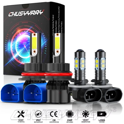 For Ford Escort 1998-2003 4x 9007+881 Combo LED Headlights + Fog Light Bulbs kit - Изображение 1 из 4