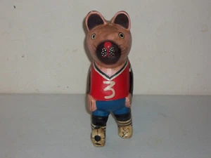 Vintage 8.5 " Wood (?) Animal Squirrel figurine Soccer Player #3 Nice L@@K - Picture 1 of 5