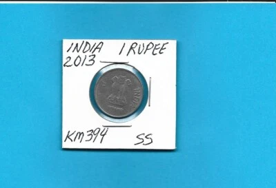 2013 India 1 Rupee Km394 Stainless Steel UNCIRCULATED - Image 1 of 2