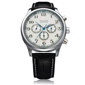Relojes automáticos 6 agujas 24 horas correa de cuero semana día mecánico fecha auto - Imagen 1 de 14