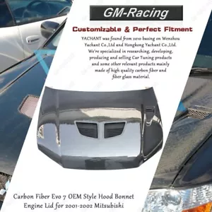 Carbon Fiber Evo 7 OEM Style Hood Bonnet Engine Lid for 2001-2002 Mitsubishi - Picture 1 of 24