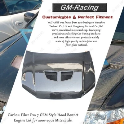 Carbon Fiber Evo 7 OEM Style Hood Bonnet Engine Lid for 2001-2002 Mitsubishi - Image 1 of 4