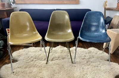 Modernica Case Study Side Shell Stacking Eames Chairs (30) Yellow, Blue, Green. - Image 1 of 4