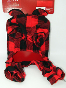 Wondershop Pet Pajamas Black & Red Buffalo Plaid Dog Clothes XS Up To 10 lbs