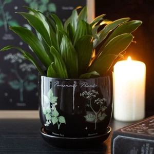 Poisonous Plants Plant Pot Black Ceramic Gothic Witchcraft Garden Decor Gift - Picture 1 of 4