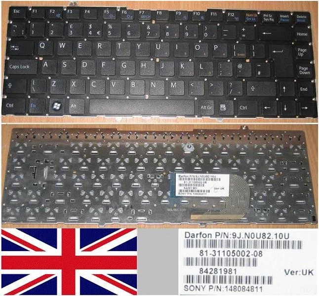 Tastiera qwerty Regno Unito SONY Vaio Vgn-Fw FW17 FW19 148084811 9J.N0U82.10U - Immagine 1 di 1