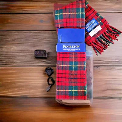 Nuevo con etiquetas Pendleton Auténtico Tartán 100% Lana Virgen Lana Molinos Hecho en EE. UU. Flecos Foto 1 de 4