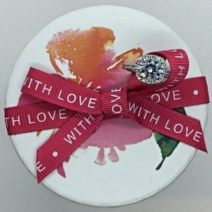 **REDUCED!!** Brilliant Round Cut Clear Coloured Stone in Halo Setting - Picture 1 of 6