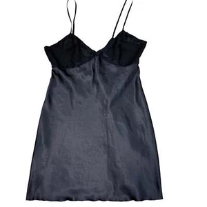 Vintage August Silk Lace Trim Black Satin Half Slip Size Large - Picture 1 of 3