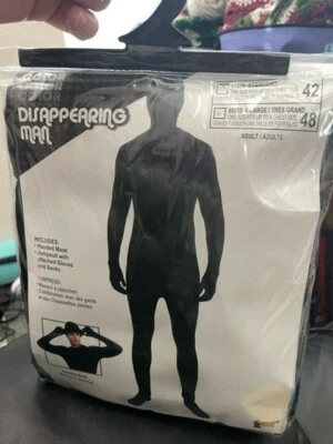Disappearing Man Adult Costume Black Body Suit Size XL New!!! - Image 1 of 2