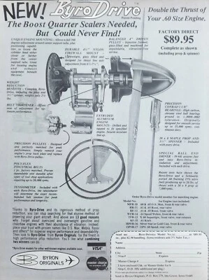 Byron Byro-Drive RC Engine Boost Vintage Print Ad Wall Decor MFR-10 RR-11 - Image 1 of 2
