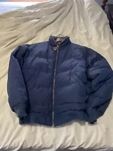 Vintage Eddie Bauer Goose Down Full Zip Puffer Jacket Blue Made In USA - Picture 1 of 5
