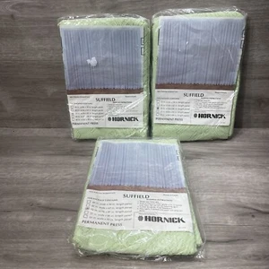 Vintage NOS Light Green Mint Hornick Jacquard Lace Suffield 50”x81” Lot of 3 Cur - Picture 1 of 3