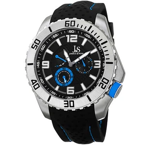 New Men's Joshua & Sons JS53BU Quartz Easy-to-Read Multifunction Silicone Watch - Picture 1 of 4