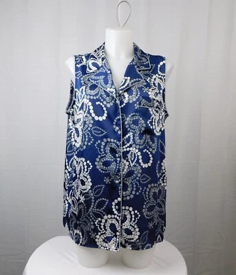 Blusa de pijama Cabernet sem mangas gola abotoada cetim - Grande #2523 - Imagem 1 de 3