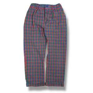 Vtg Oshkosh Cotton Plaid Pants Kids Sz 6 Blue Red Green Canadian Mountie Patch - Picture 1 of 11
