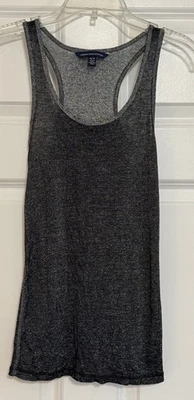 American Eagle Gray Black Shimmer Metallic Semi-Sheer Stretch Racerback Tank XS - Image 1 of 4