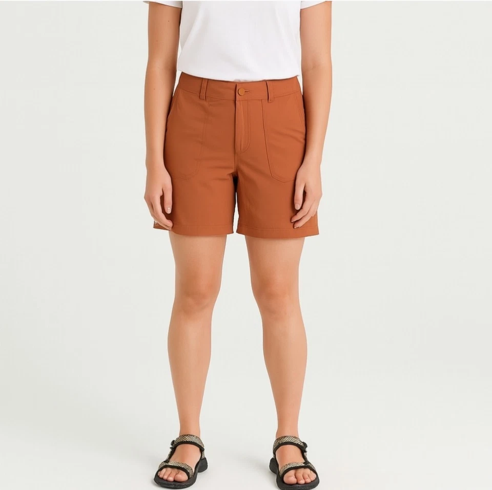 Pantalones Cortos Para Mujer REI Co-op Marrón Talla 10 Sahara 8" Entrepierna 10" Tiro Bermuda Caminata Gorp Foto 1 de 4