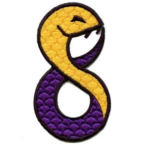 Purple And Yellow Mamba Snake #8 Embroidered Iron On Patch - Picture 1 of 1