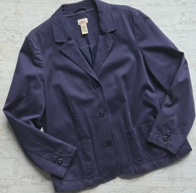 Blazer LL Bean Mujer 20 Azul Chaqueta Abrigo de Campo Algodón Lona Tareas con Bolsillos  Foto 1 de 4