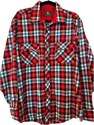 Camisa xadrez vermelha vintage High Sierra By Mervyns masculina grande botão para cima flanela nova com etiquetas - Imagem 1 de 4