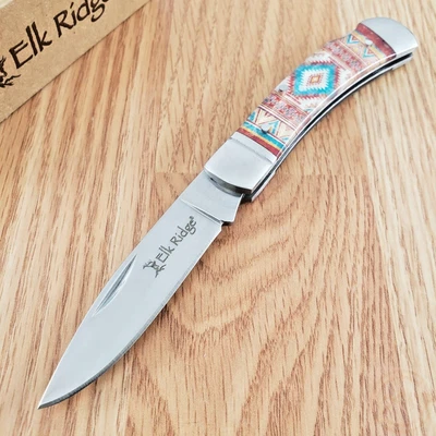 Cuchillo Plegable Elk Ridge Lockback 2.75" 3Cr13 Hoja de Acero Mango Acrílico 42451OR Foto 1 de 4