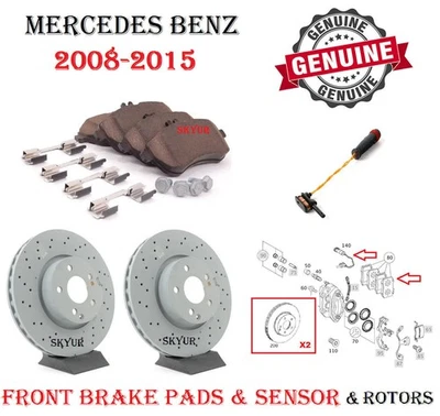 Juego de pastillas de freno delanteras y 2 rotores Mercedes C250 2010-2015 295 mm con sensor OEM Foto 1 de 4