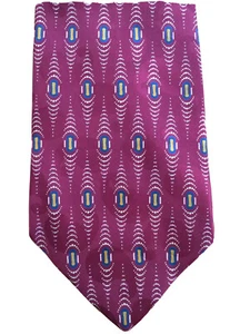 Cravatta vintage Perry Ellis portafoglio cravatta blu marrone paisley goffrata art deco seta - Foto 1 di 7