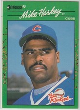 1990 Donruss The Rookies - MIKE HARKEY - RC #22 - Chicago Cubs (B)