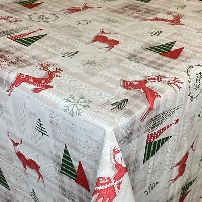 Wachstuch Tischdecke Weihnachten geprägt Hirsch Eisblume P1152-1 eckig rund oval - Bild 1 von 2
