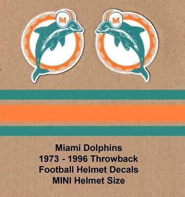 3M NOS Miami Dolphins 1973 - 1`996 Style Throwback MINI Football Helmet Decals>