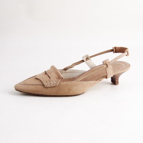 TOD’S Tods Sandali con Cinturino Punta a Tacco Medio Beige Camoscio Donna Taglia US