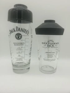 Jack Daniels Barware Shakers Glass Recipes Lids Set Of Two  - Picture 1 of 2