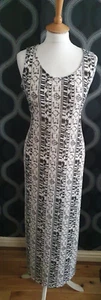 NEXT Ivory & Black Tribal Print Maxi Dress Size 16 - Picture 1 of 7