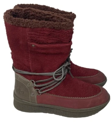 Botas de Invierno OTBT Slope Para Mujer Talla 7 M Rojo/Marrón Imitación Piel de Oveja Forradas Cuero Foto 1 de 4