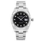 Rolex Datejust 41mm Steel White Gold Bezel Black Diamond Dial Mens Watch 126334